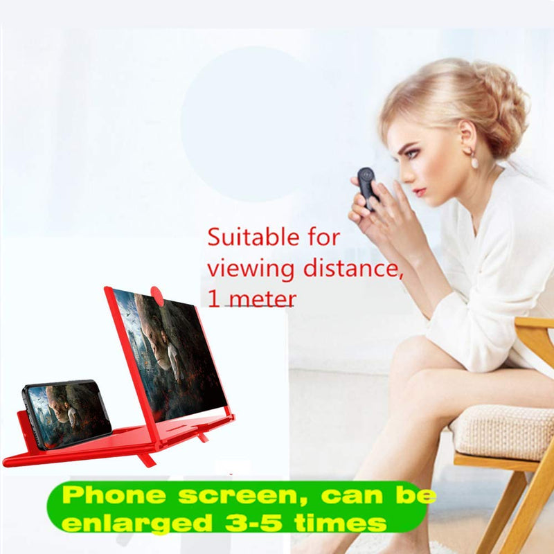 12" Screen Magnifier Amplifier, Generation of Mmobile Mobile Phone Holder Screen Magnifier , for Watching Movies, Videos , Etc. The Best Choice for Gifts (Red) Red