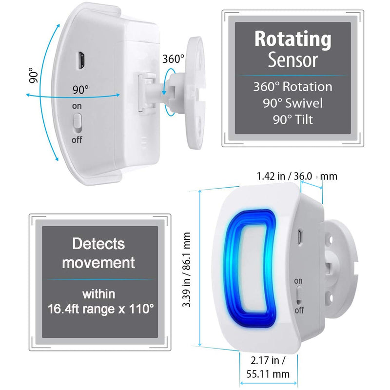Wireless Caregiver Pager Motion Sensor Alert Room Bed Alarm and Fall Prevention for Home Elderly Kids (1 Plug-in Pager and 1 Motion Sensor) 1 Plug-in Pager and 1 Motion Sensor