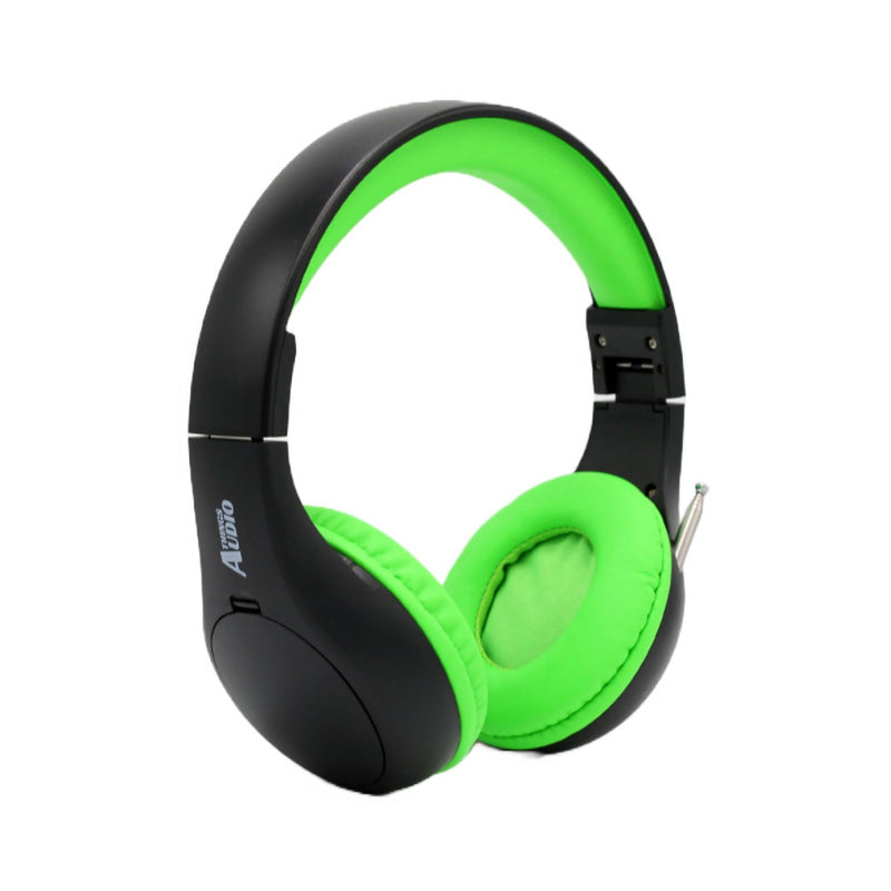 Things Audio Portable Personal FM Radio Headphones Pull-Out Antenna for Great Reception, Walking, Jogging, Relaxing, School, Talk Radio - Powered by 2AA Batteries (Not Included) (Black & Lime Green) Black & Lime Green