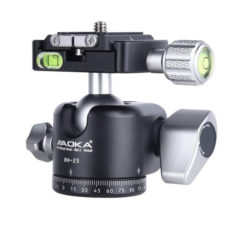 AOKA Low Profile Ball Head with 1/4-inch Quick Release Plate (BH25) BH25