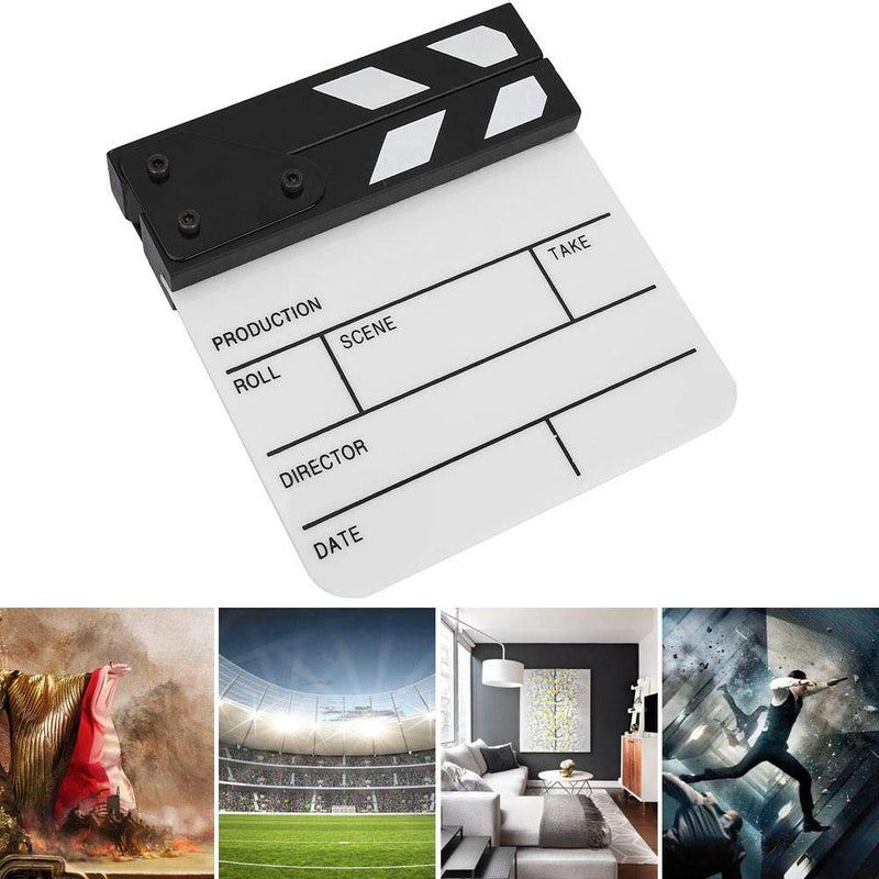Movie Film Clap Board,Mini Durable Acrylic Director Scene Clapperboard Clapboard with Magnet Inside,Pen,for Shoot Prop/Advertisement/Home Decoration/Cosplay/Background
