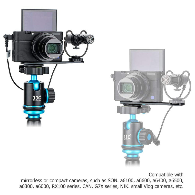 JJC Metal Cold Shoe Mount Bracket Extension Bar for Sony RX100 VII A6400 A6100 A6600 Canon G7X Mark III EOS M6 Mark II GoPro Hero DJI OSMO Action Camera & Cell Phone to Add Mic, Arca Swiss Type Plate