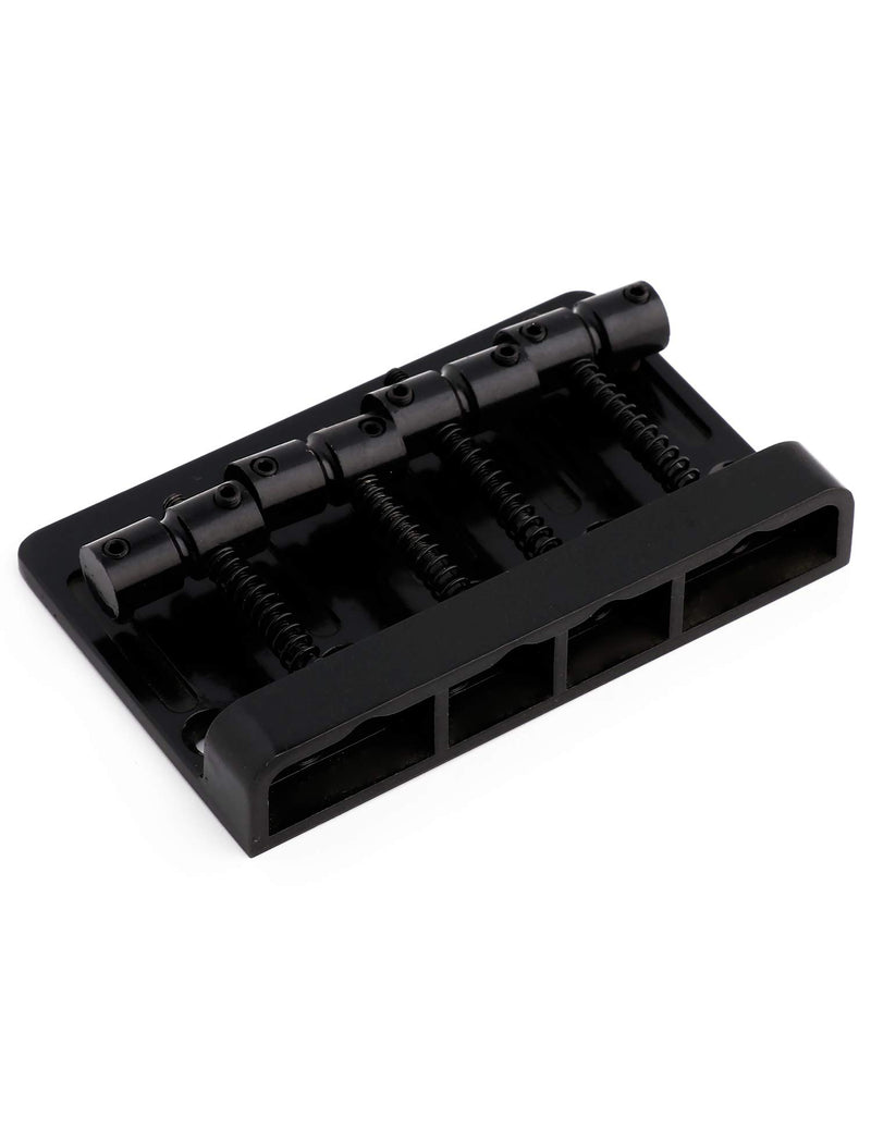 Metallor 4 String Fixed Saddle Bass Bridge Tailpiece for Electric Bass Guitar Jazz Bass or Precision Bass. (Black) Black