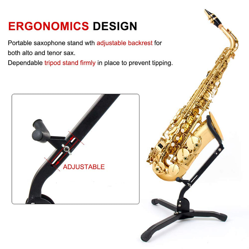 Folding Saxophone Tripod Stand Holder Sax Alto Tenor Portable Musical Instrument