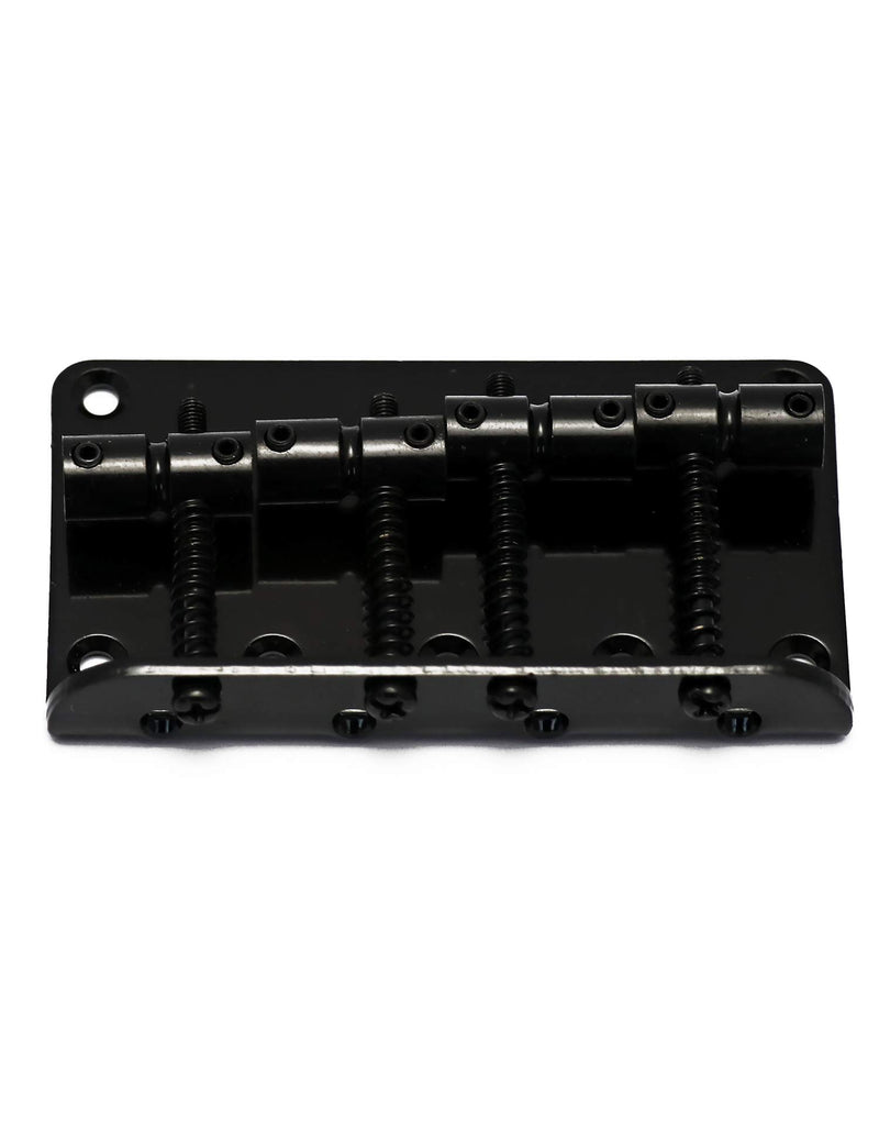 Metallor Hard Tail Fixed Bass Guitar Bridge Compatible with 4 string Jazz Bass or Precision Bass Style Bass Guitar Top Load Black.