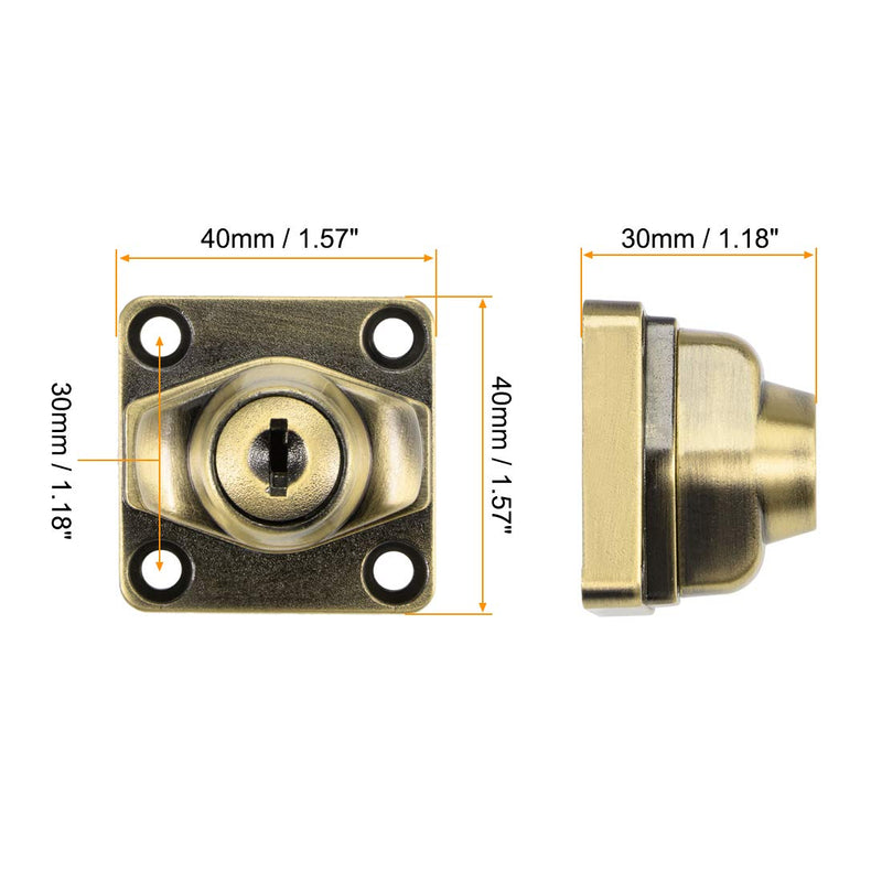 uxcell 4-inch Keyed Hasp Locks Zinc Alloy Twist Knob Keyed Locking Hasp W Screws for Door Cabinet Keyed Alike Bronze Tone 2Pcs