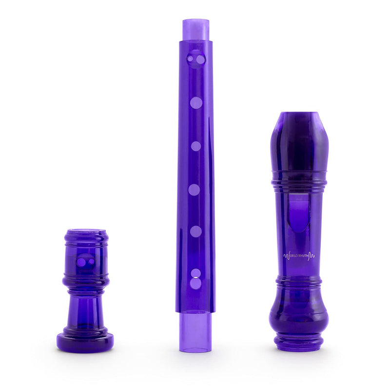 World Rhythm WR-804 School Recorder, 3 Piece Descant Recorder, Includes Cleaning Rod, Fingering Chart and Carry Bag, Purple