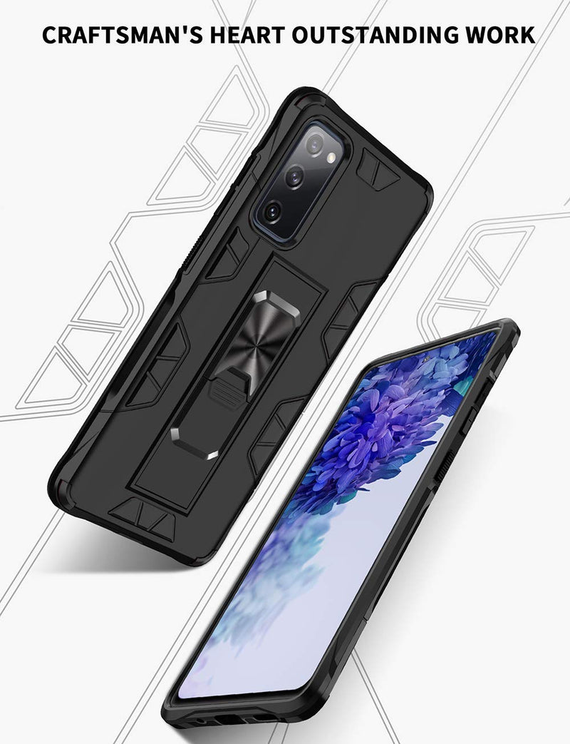 Samsung Galaxy S20 FE Case Galaxy S20 FE 5G Case Military Grade Built-in Kickstand Case with Stand Holster Armor Heavy Duty Shockproof Cover Protective Case for Galaxy S20 FE Phone Case (Black) Black