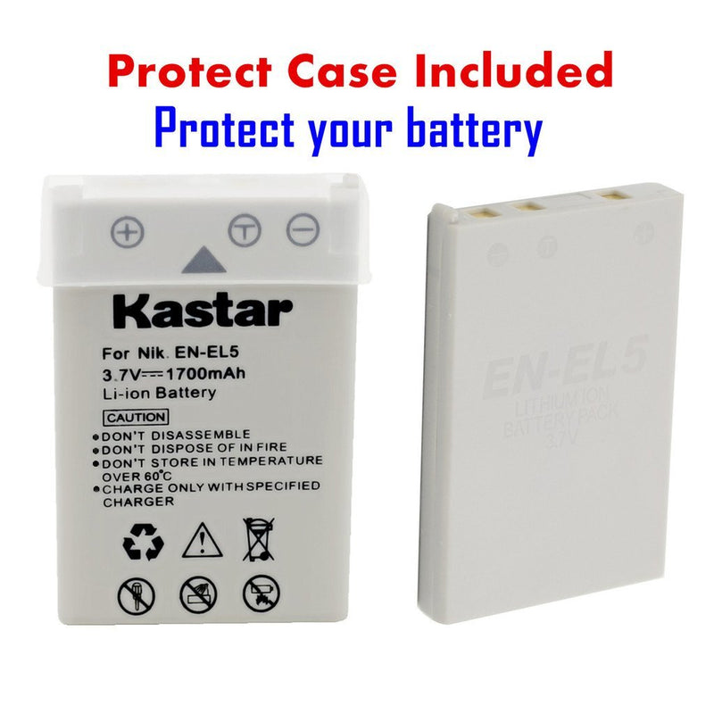 Kastar Battery 3-Pack + Charger Kit Replacement for Nikon EN-EL5, MH-61 and Nikon Coolpix 3700, 4200, 5200, 5900, 7900, P3, P4, P80, P90, P100, P500, P510, P520, P530, P5000, P5100, P6000, S10 Cameras