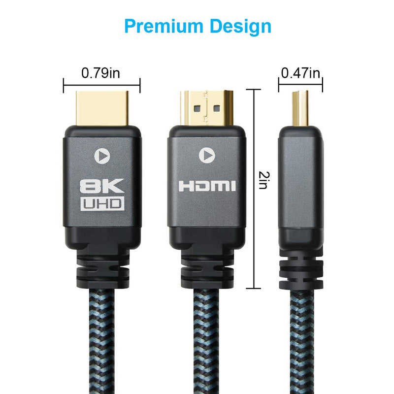 Yauhody 8K HDMI 2.1 Cable 15ft, 48Gbps Ultra High Speed Heavy Duty Nylon Braided HDMI 2.1 Cord, Real 8K@60Hz, 10K, 4K@144Hz, 4K@120Hz, eARC, HDCP 2.2 & 2.3, Dynamic HDR, 3D for Monitor, TV (15 Feet) 8K-15ft