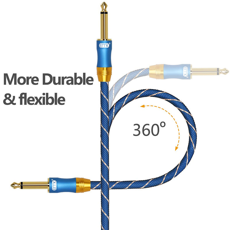 [AUSTRALIA] - EMK Guitar Instrument Cable, 10 Ft - Custom Series with Premium Rean-Neutrik 1/4" Straight Gold Plugs,Blue 10Ft(3Meters) 