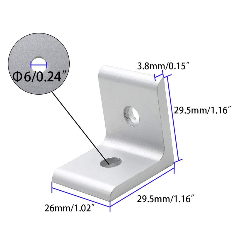 TOUHIA 3030 Inside Corner Bracket with Slot 6mm for 3030 Aluminum Extrusion Profile - Pack of 10