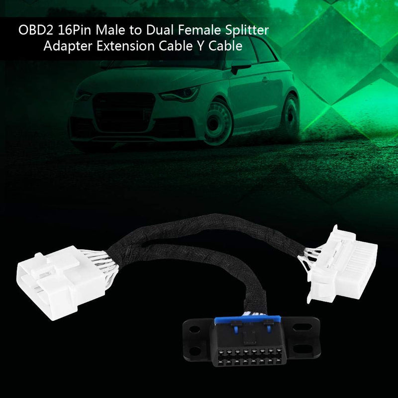 OBD2 Extension Cable, Universal OBD2 16Pin Male to Dual Female Extension Cable OBD2 Splitter Adapter Cable Y Cable