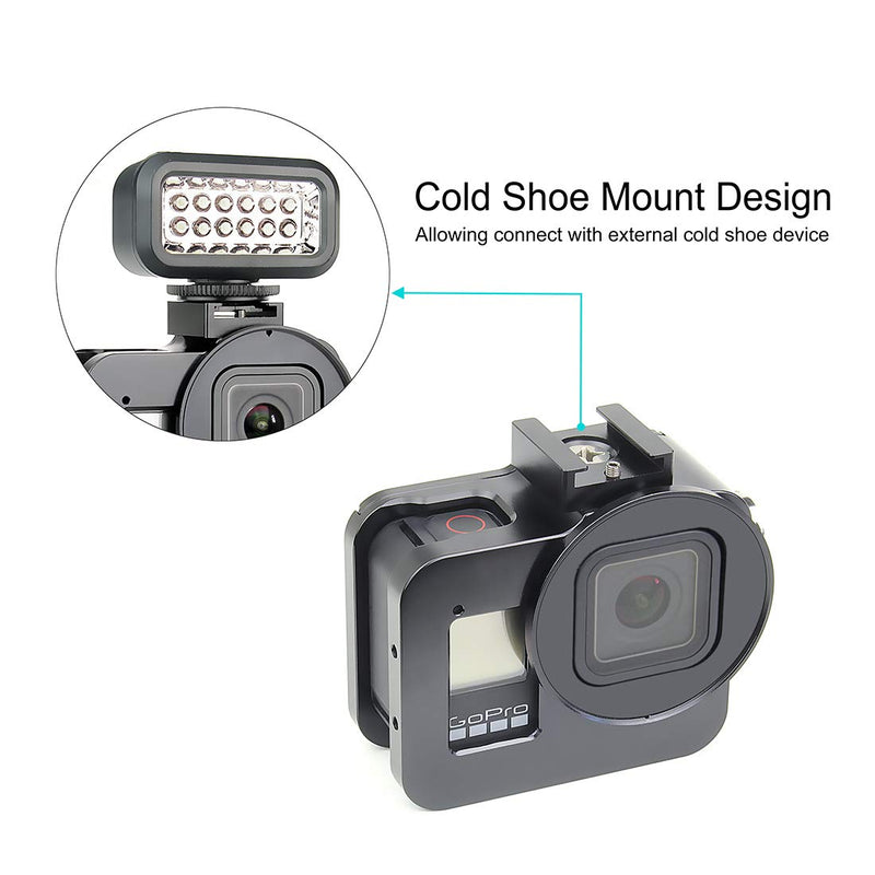 SOONSUN Aluminum Alloy Multi-Function Frame Mount Protective Housing Case with Vertical and Horizontal Modes for GoPro Hero 8 Black - Includes Lens Cap and 52mm UV Lens Filter Aluminum Housing for GoPro Hero 8 Black