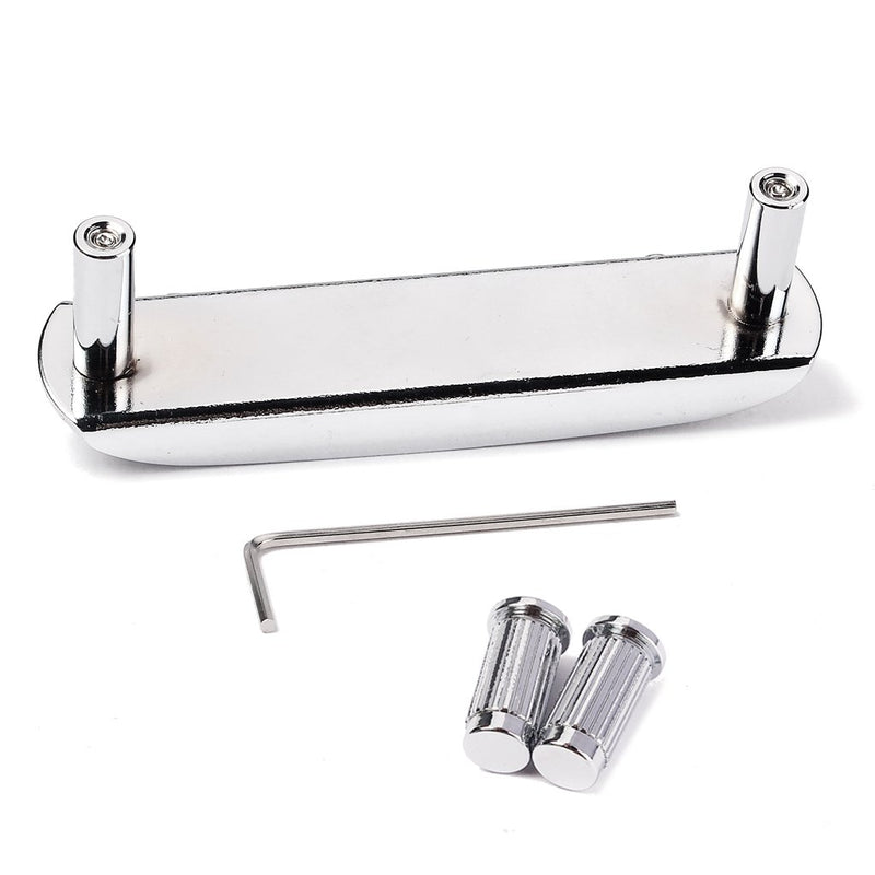 Alnicov Adjustable Saddle Bridge with Thimbles for Mustang Jaguar and Jazzmaster Guitar, Chrome