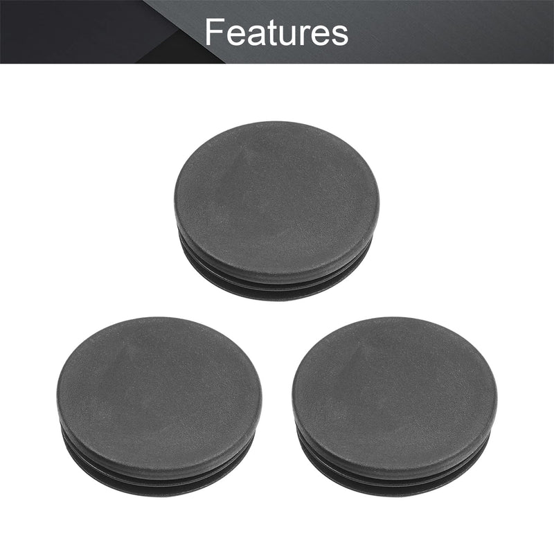 MroMax 24PCS 60mm/2.36" Dia Plastic Tubing Plug Round Post End Caps for Handrail Stair Newel Guardrail Tube Black Dia 60mm