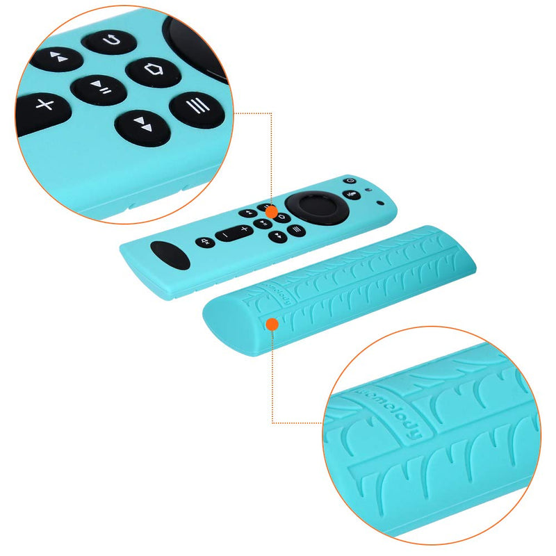 MBODM 2 Pack Firestick Remote Cover, Silicone Fire Remote Cover Compatible with 4K Firestick TV Stick, Firetv Remote Cover, Lightweight Anti-Slip Shockproof (Fluorescent Blue +Turquoise) Fluorescent Blue +Turquoise