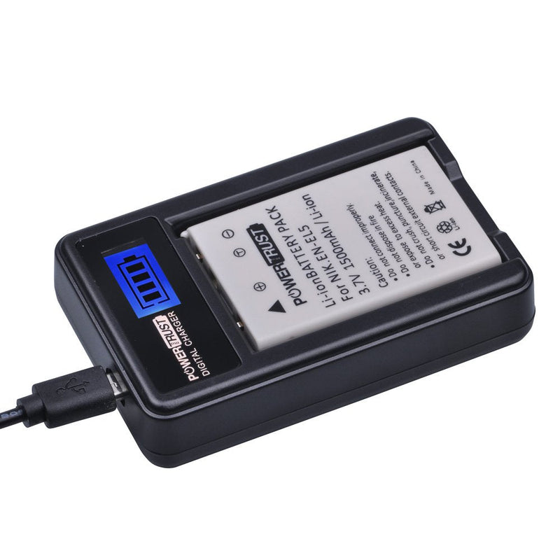 [AUSTRALIA] - PowerTrust 2 Pack EN-EL5 Camera Battery and LCD USB Charger for Nikon Coolpix P530 P520 P510 P100 P500 P6000 P5100 P5000 P80 P90 