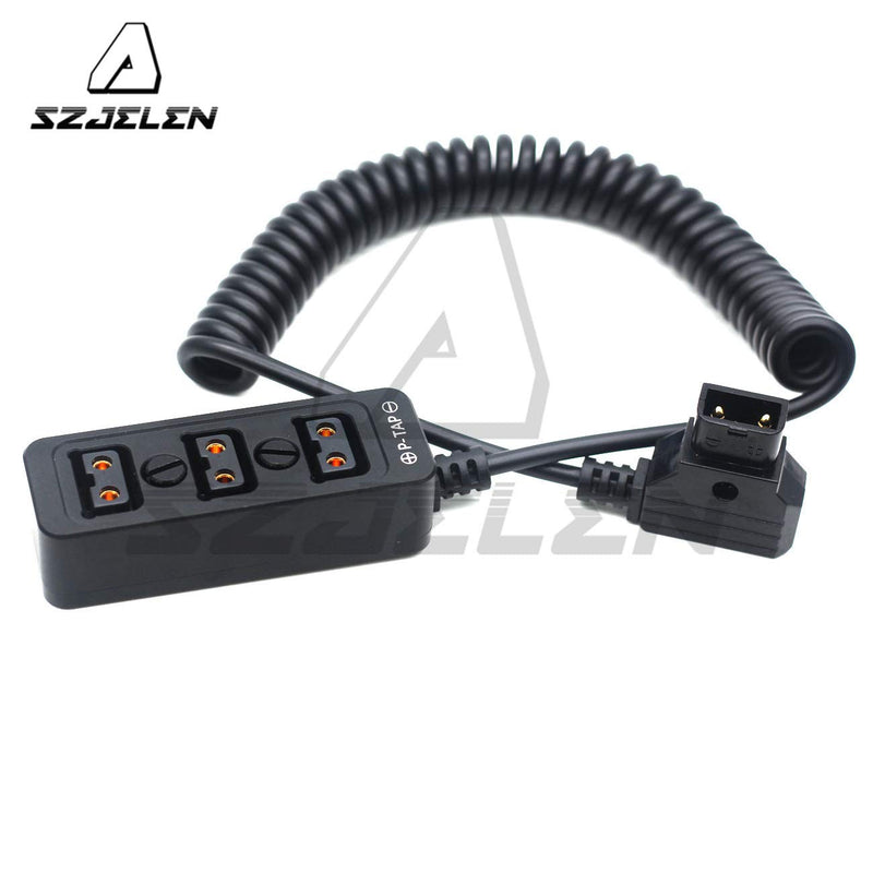 SZJELEN Metal Triple P-TAP D-tap Splitter,D-tap to 3ports D-tap P-tap Splitter Cable for Photography Power,Dtap Three-Way Splitter (Black Spring Cable) Black Spring Cable