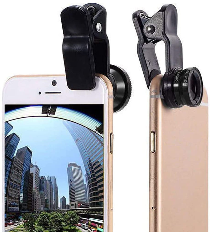 Phone Camera fisheye Lens, 0.63X Wide Angle Lens&Macro Lens for iPhone, 3 in 1 Universal Clip Lens for Cell Phone, Camera Lens Kit for iPad Pixel Samsung Android and Most Smartphones.
