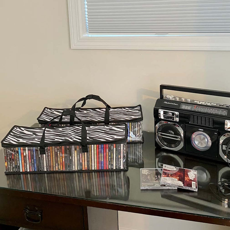 [AUSTRALIA] - Evelots 2 Pack CD Storage Bags, Clear PVC Plastic-Holds 96 CDs with Cases Total-Strong Handles-Protects from Scratches/Dirt/Dust/Moisture Set of 2 