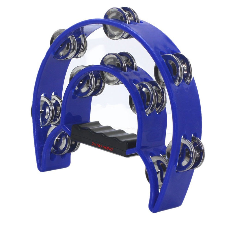 TANG SONG Double Row Tambourine Metal Jingles Hand Held Percussion Instrument For Kids And Adults Great For Party Bar KTV Percussion Ensembles(Deep Blue)