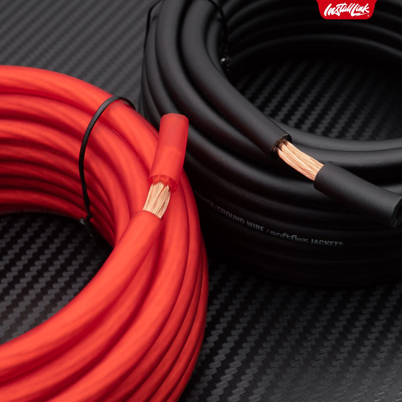 Install Link 8 Gauge Power or Ground Wire Cable, 20ft, CCA Frosted Red