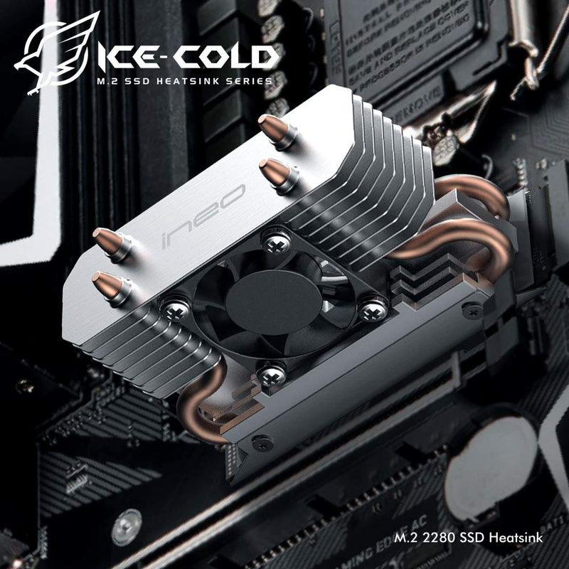 ineo M.2 2280 SSD Rocket Heatsink Built-in Cooling Fan [M3]