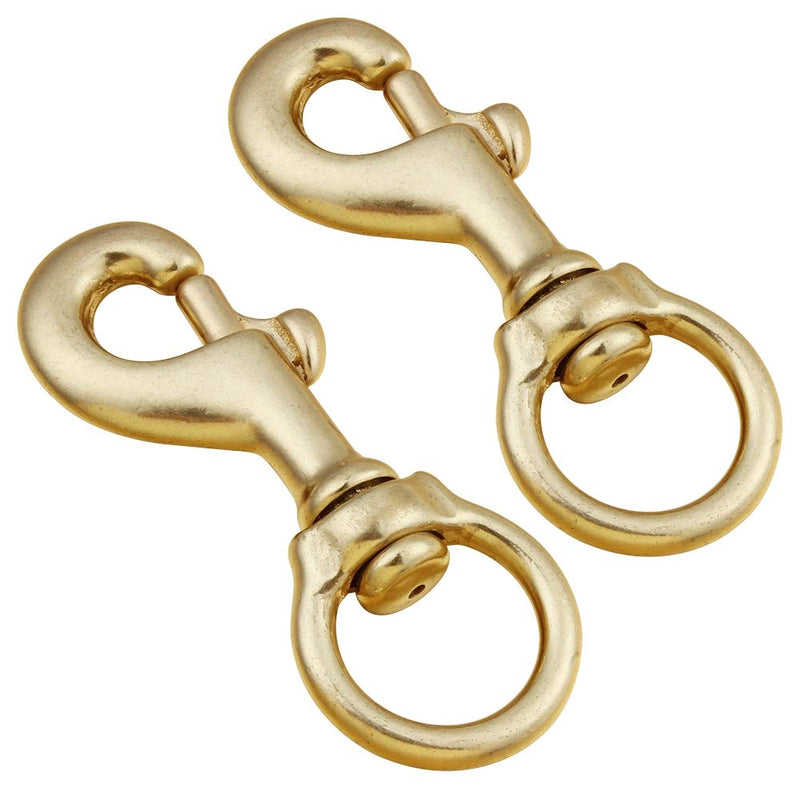 AOWESM 3-1/4 Inch Solid Brass Swivel Bolt Snap Hooks 7/8 Inch Swivel Eye Single Ended Scuba Diving Clips Keychain Holder for Dog Collar, Pet Leash, Flag Halyard and More (2 Pieces)