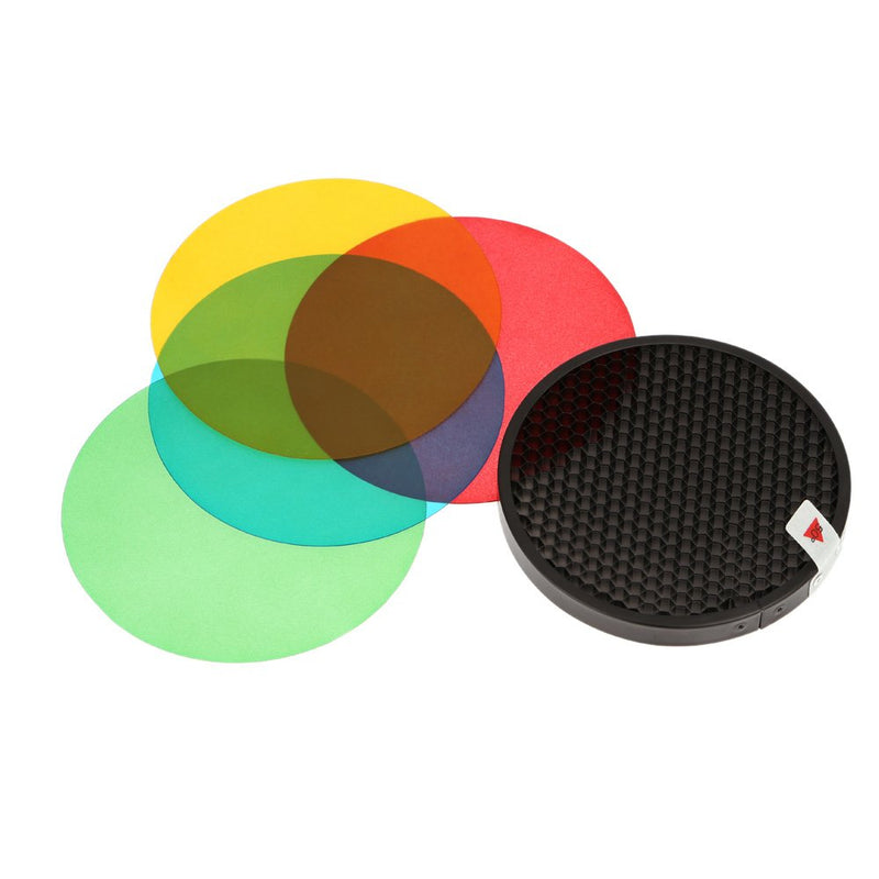 Fomito Godox AD-S11 Color Filter Gel Pack with AD-S12 Honeycomb Grid Cover Reflector for Witstro Flash AD200 AD360II AD180 AD360