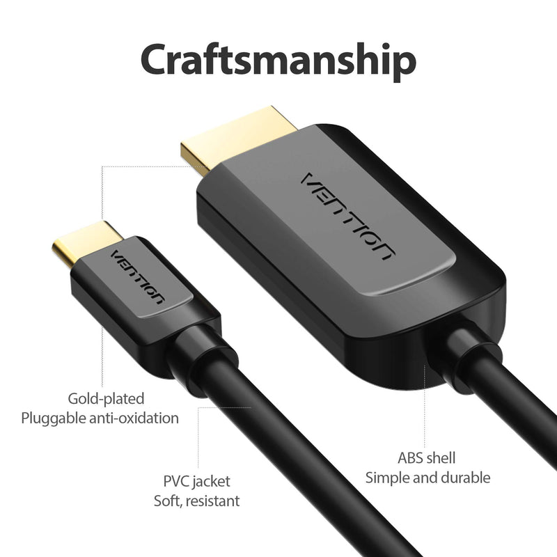 [AUSTRALIA] - USB C to HDMI Cable 5FT(1.5m), VENTION Thunderbolt 3 Type c to HDMI Adapter 4K Male to Male Compatible with TV,iPad, MacBook, Samsung S20, Huawei P30, XPS 5FT/1.5M 