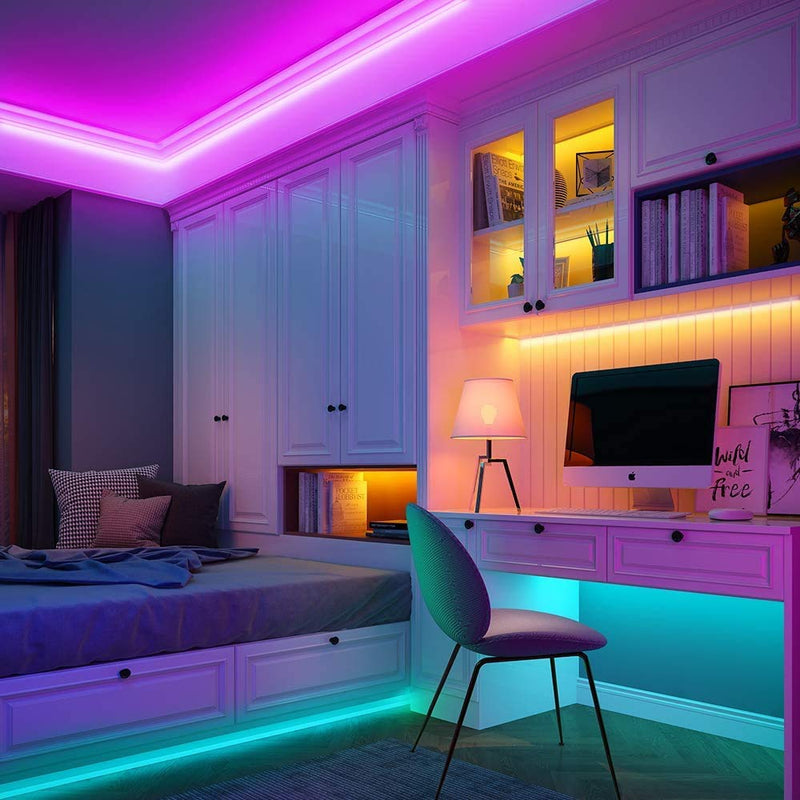 [AUSTRALIA] - 50Ft LED Strip Lights Music Sync Color Changing RGB LED Strip 44-Key Remote, Sensitive Built-in Mic, App Controlled 5050 RGB Rope Lights , Bluetooth Led Strip Lights for Bedroom 