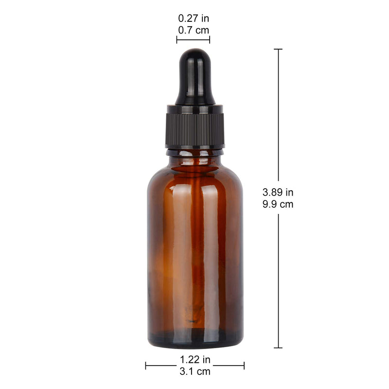 StonyLab 30ml (1 oz) 2-Pack, Amber Glass Dropper Bottle, Brown Empty Glass Bottle with Glass Dropper, Inner Plug and Label for Essential Oils Aromatherapy Fragrances