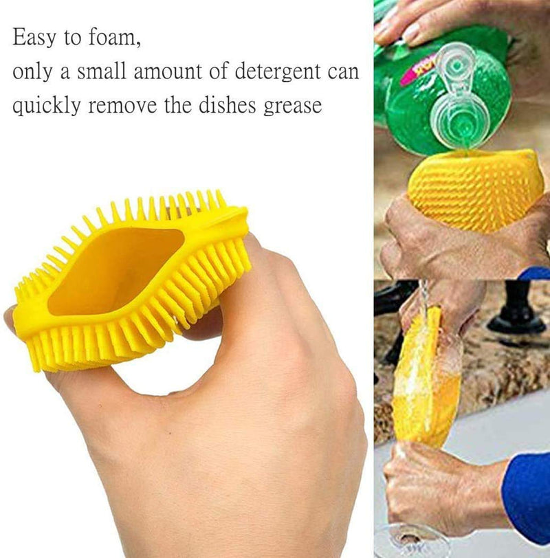 [AUSTRALIA] - 2PCS Silicone Sponge Multi-Purpose 3 in 1 Household Dish Scrubber Dish Brush 2pcs-yellow 