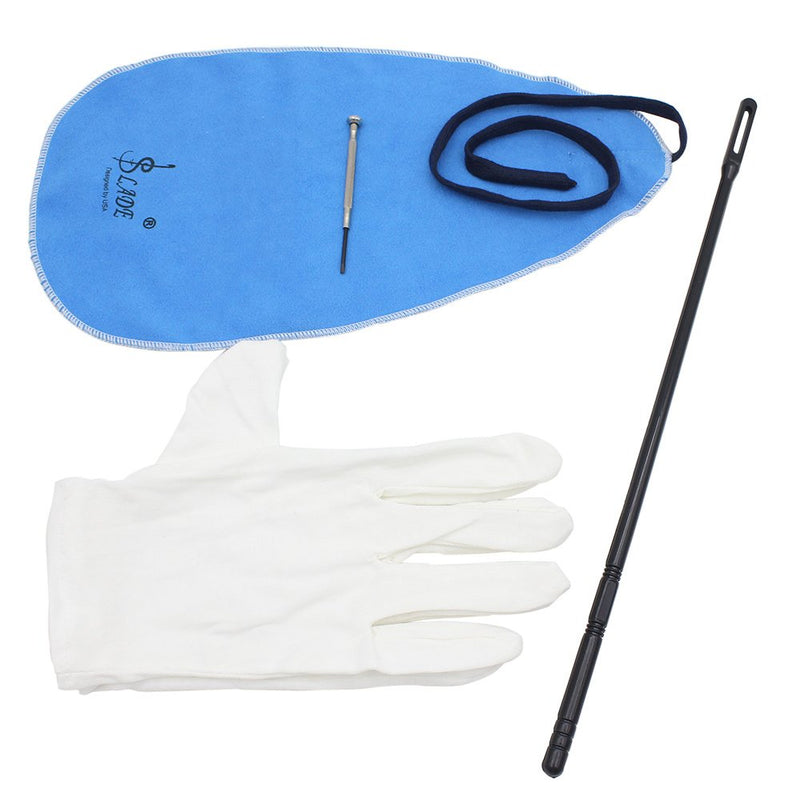 Andoer Flute Cleaning Kit Set with Cleaning Cloth Stick Screwdriver Gloves