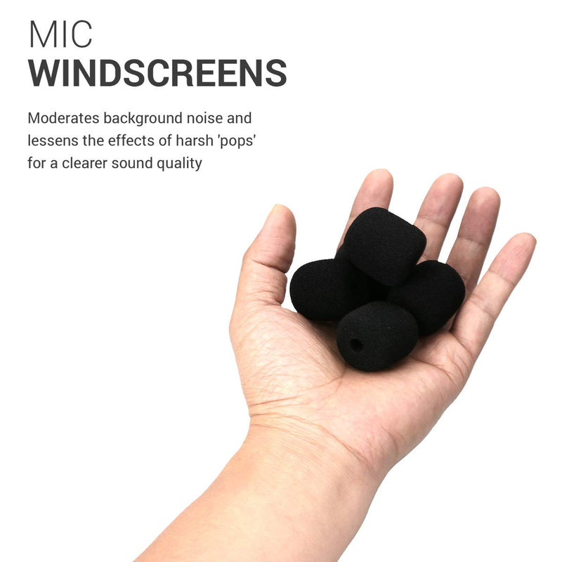 kwmobile Microphone Foam Covers (Set of 5) - 3x3.3x0.8 cm Windscreen Protective Pop Filter Pack for Microphones - Black 3x3,3x0,8