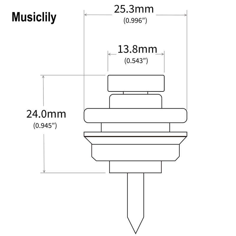 Musiclily Chrome Guitars Big Strap Lock System, Black (Pack of 2)