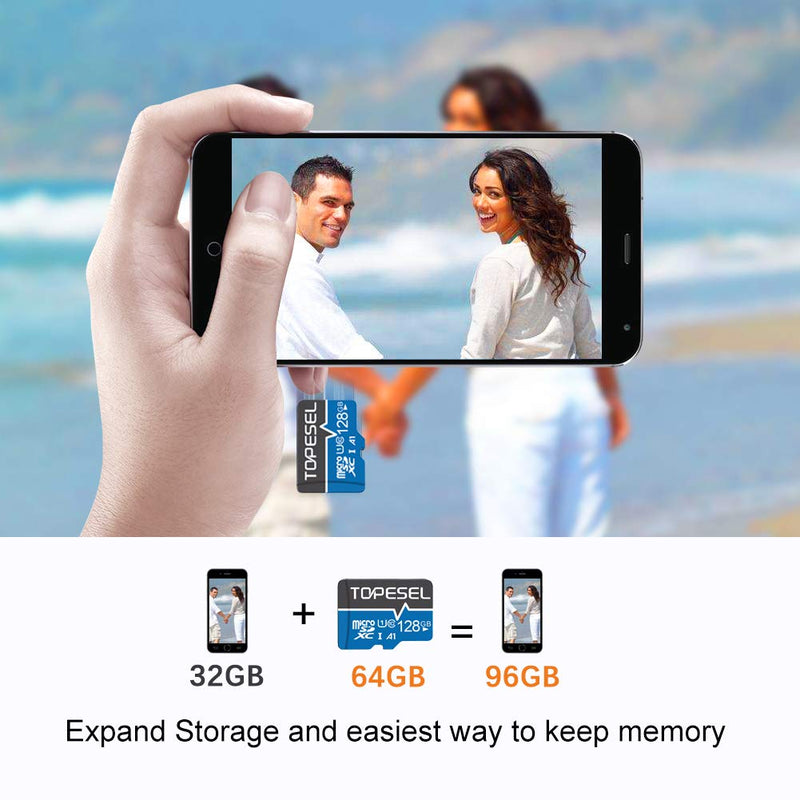 TOPESEL 128GB Micro SD Card SDXC 2 Pack Memory Cards UHS-I TF Card Class 10 for Camera/Phone/Nintendo-Switch/Galaxy/Drone/Dash Cam/GOPRO/Tablet/PC/Computer(2 Pack U1 128GB) 2pack