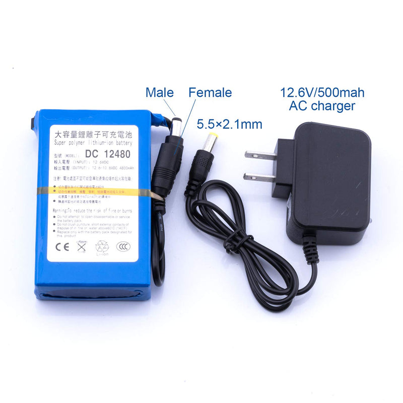 ABENIC DC12V Rechargeable 4800mAh Protable Lithium ion Battery Backup DC12480 for Wireless Cameras Camcorders,MP3 Players, Electronic Organ and More（Blue