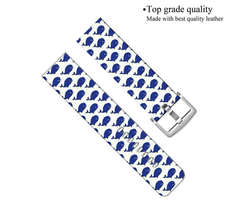 Bands Compatible with Iwatch 38mm/40mm & Cisland Leather Strap Compatible with Apple Watch Series 1/2/3/4/5/6/SE Sport & Edition Blue Whale Pattern Art Lovely Whale