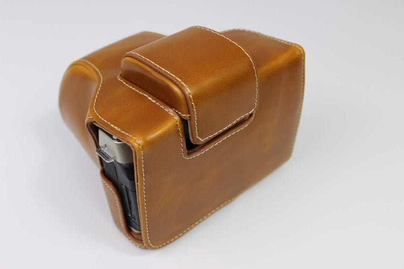 X-T200 Case, BolinUS Handmade PU Leather Fullbody Camera Case Bag Cover for Fujifilm Fuji X-T200 XT200 with 15-45mm Lens Bottom Opening Version + Neck Strap + Mini Storage Bag (Brown) Brown