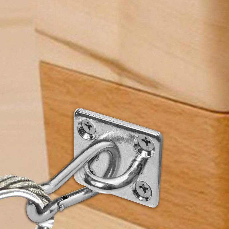 8 Pcs 1.4 x 1.2 Inch 304 Stainless Steel Ceiling Hooks Pad Eyes Plate Marine Hardware Hooks with Screws