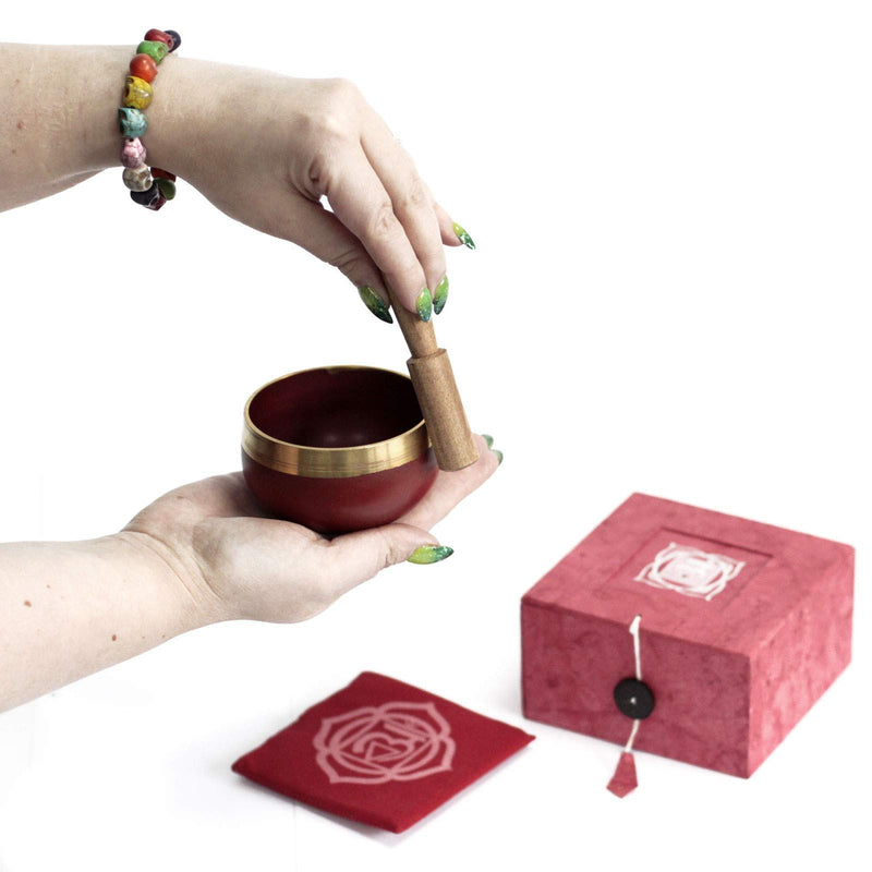 7 Chakra Singing Bowl Gift Boxed Set with Wooden Striker and Mat/Cushion Mindfulness Meditation Yoga (Solar Plexus) Solar Plexus
