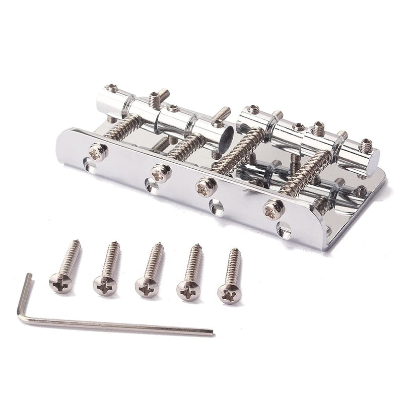 Alnicov 4 String Bass Bridge Vintage Style 80mm Hardtail Bridge Saddles Replacement Accessories Sliver