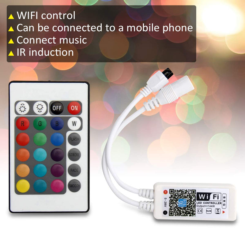 [AUSTRALIA] - BZONE Smart WiFi LED Controller DC5-28V with 24-Key Remote Control for RGB Light Strip,Android,iOS System,Compatible with Alexa Google Home IFTTT 
