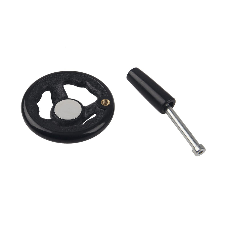 Rrina 0.47x4inch Diameter Round Hand Wheel W Revolving Knob Handle for Mill Drillpress Crank Lathe