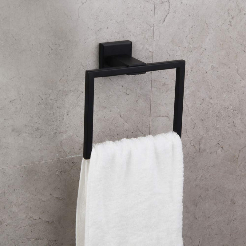 GERZ Bathroom Hardware Accessories Sets SUS304 Stainless Steel Bath Shower Set 2-Pieces(Toilet Paper Holder Towel Ring) Black Matte Finish Contemporary Style
