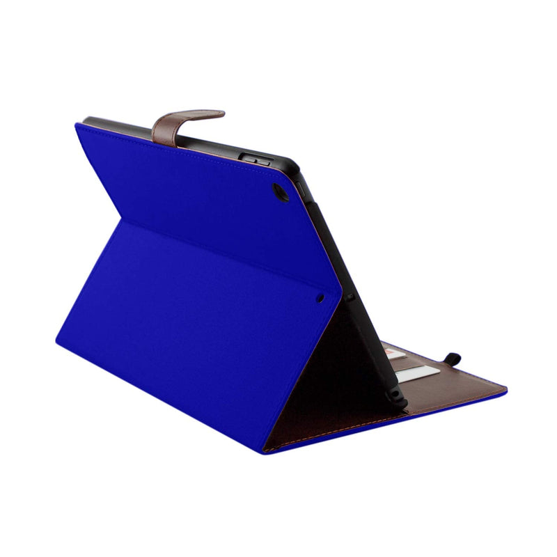 iPad 9.7 case, Fits 5th 6th Gen iPad, PU Leather Folio Portfolio Canvas Protective Case Cover, Slim, Lightweight with Card/ID Slots for Apple iPad 5th(2017) / 6th(2018) Generation (Dark Blue) Dark Blue
