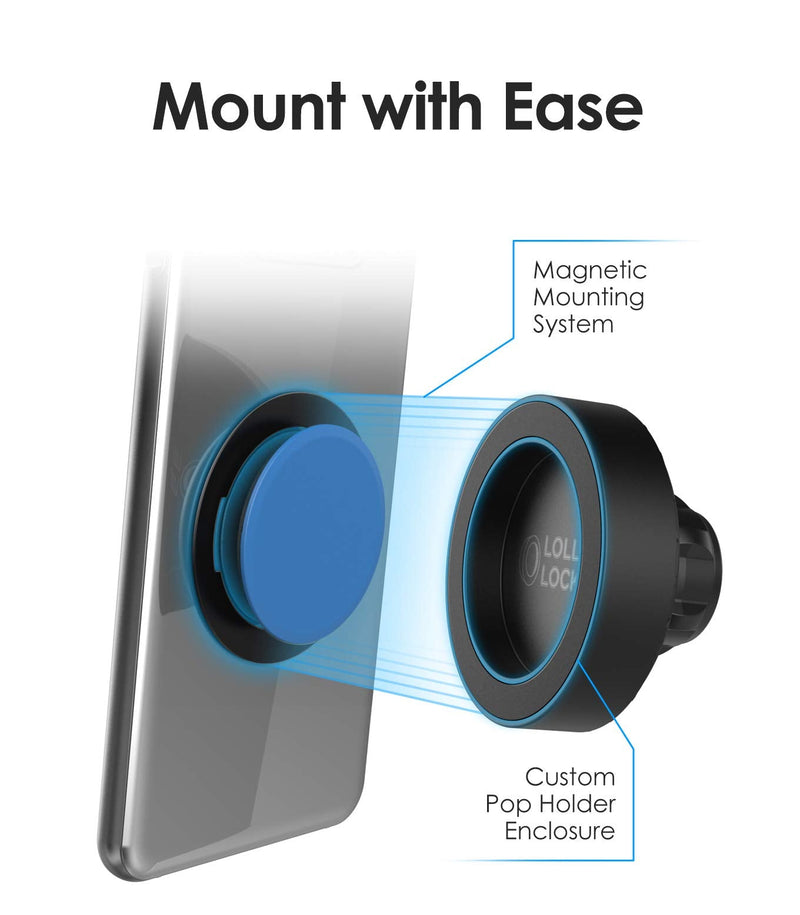 Encased LolliLockit CD Car Mount for Pop Phone Holder Grip, Magnetic Socket Holder (Patent Pending)