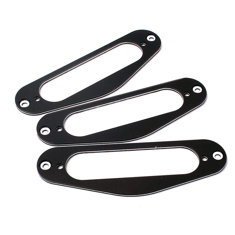 Alnicov 3 Pcs Metal Single Coil Surround Pickup Plate Mounting Ring for TL Electrical Guitar Black